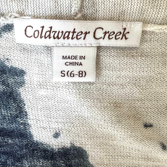 Coldwater Creek Open Front Cardigan Sweater Abstract Floral Linen Blend Women S - Picture 2 of 7